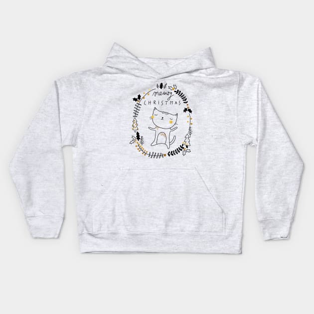 Meowy Christmas! Kids Hoodie by lowercasev